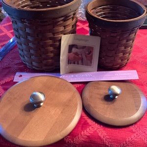 Longaberger Medium and Small Dark Brown Canisters